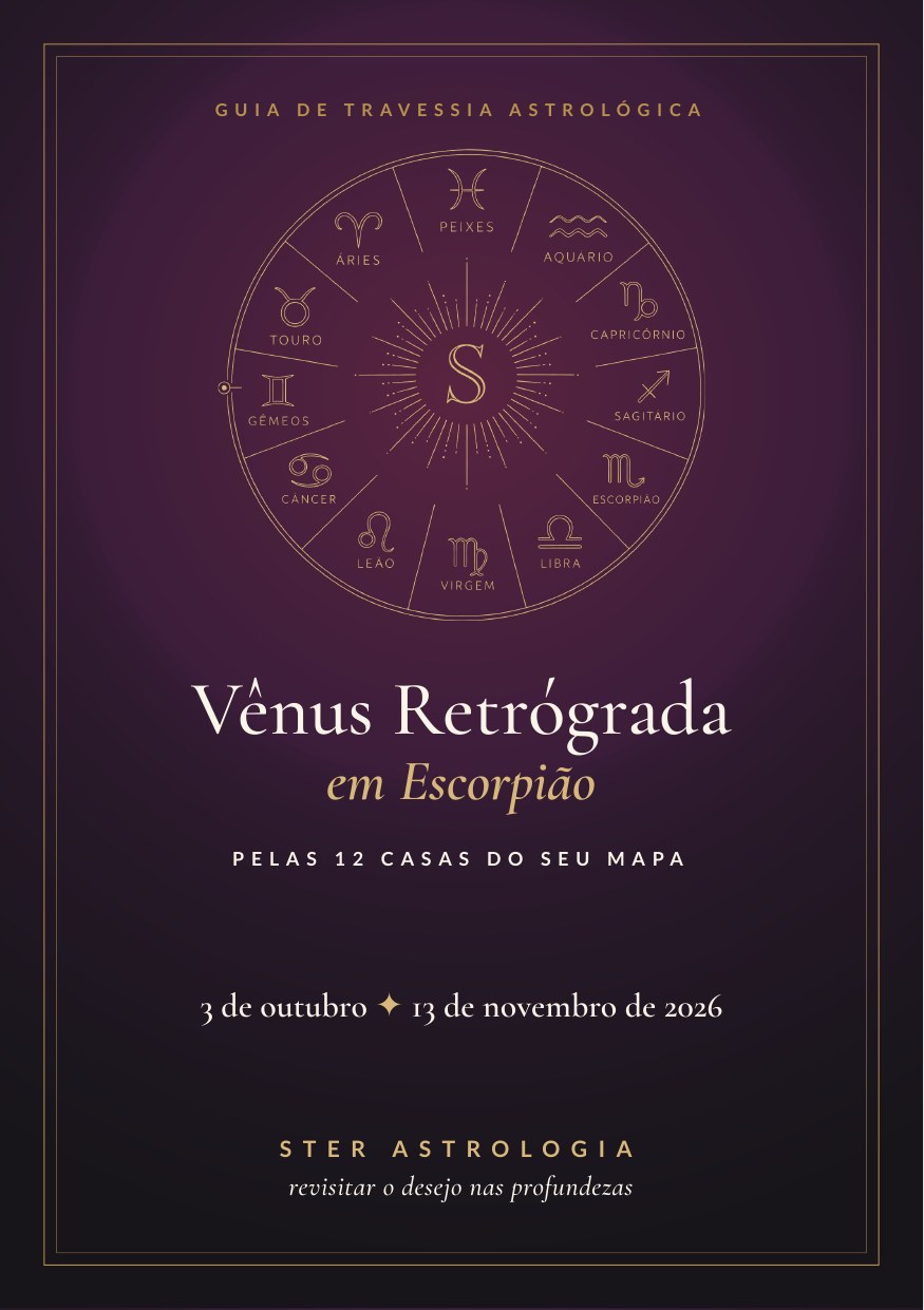 Capa original do e-book Vênus Retrógrada em Escorpião, pelas 12 casas do seu mapa